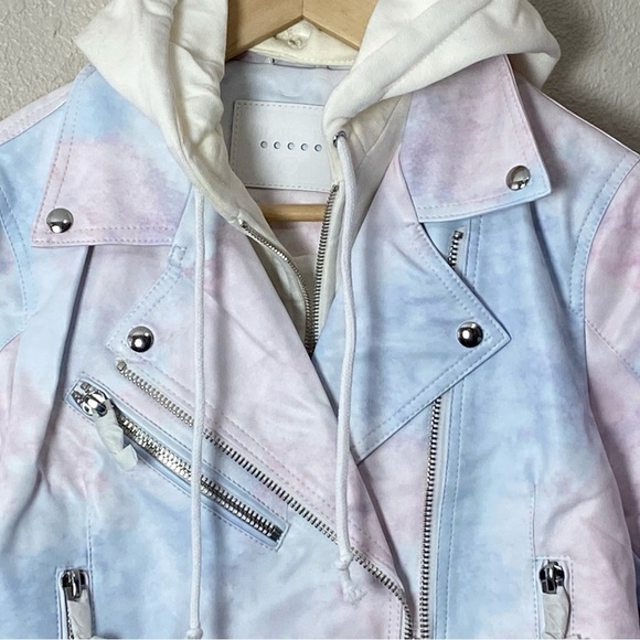 BLANK NYC Tie-Dye Faux Leather Moto with Removable Hood - Picture 5 of 16